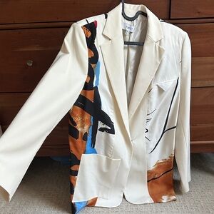 Cream and Multicolor Blazer